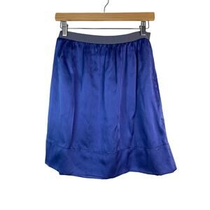 Kristensen Du Nord Women's Size 1 Blue Cotton Silk A-Line Skirt Made in Italy